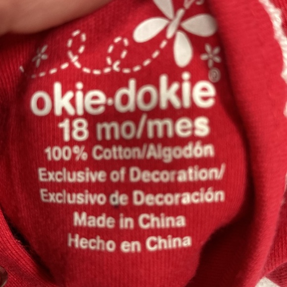 Okie dokie dark pink floral hearts ruffle summer romper 18m Euc - Picture 6 of 6